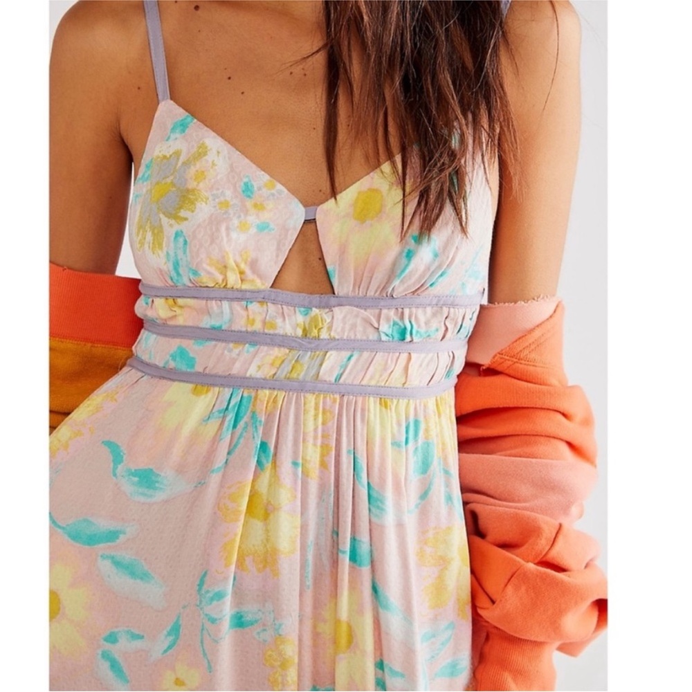 Free People Wisteria Pastel Floral
Printed Cutouts Maxi Dress XS